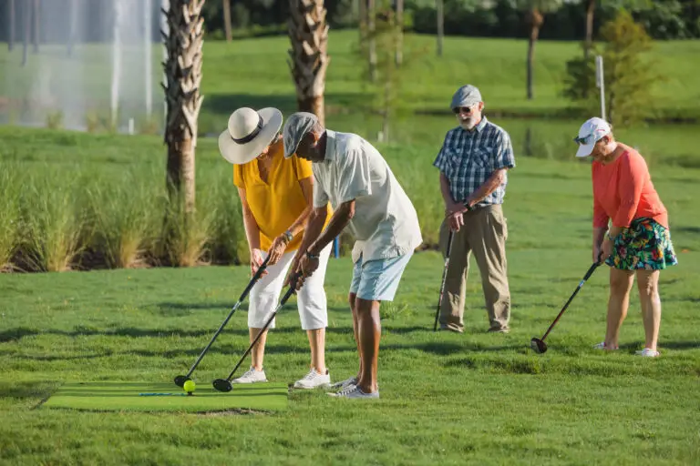 People having fun and playing park golf at 1Club New Jersey, as a concept of fun things to do in NJ.