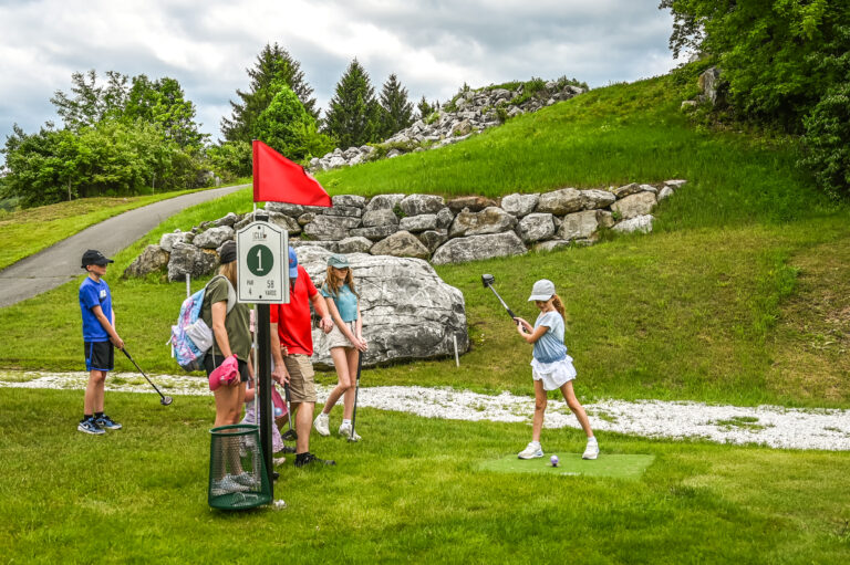Group of people playing park golf on a weekend at 1Club Vernon NJ, best family outings in NJ