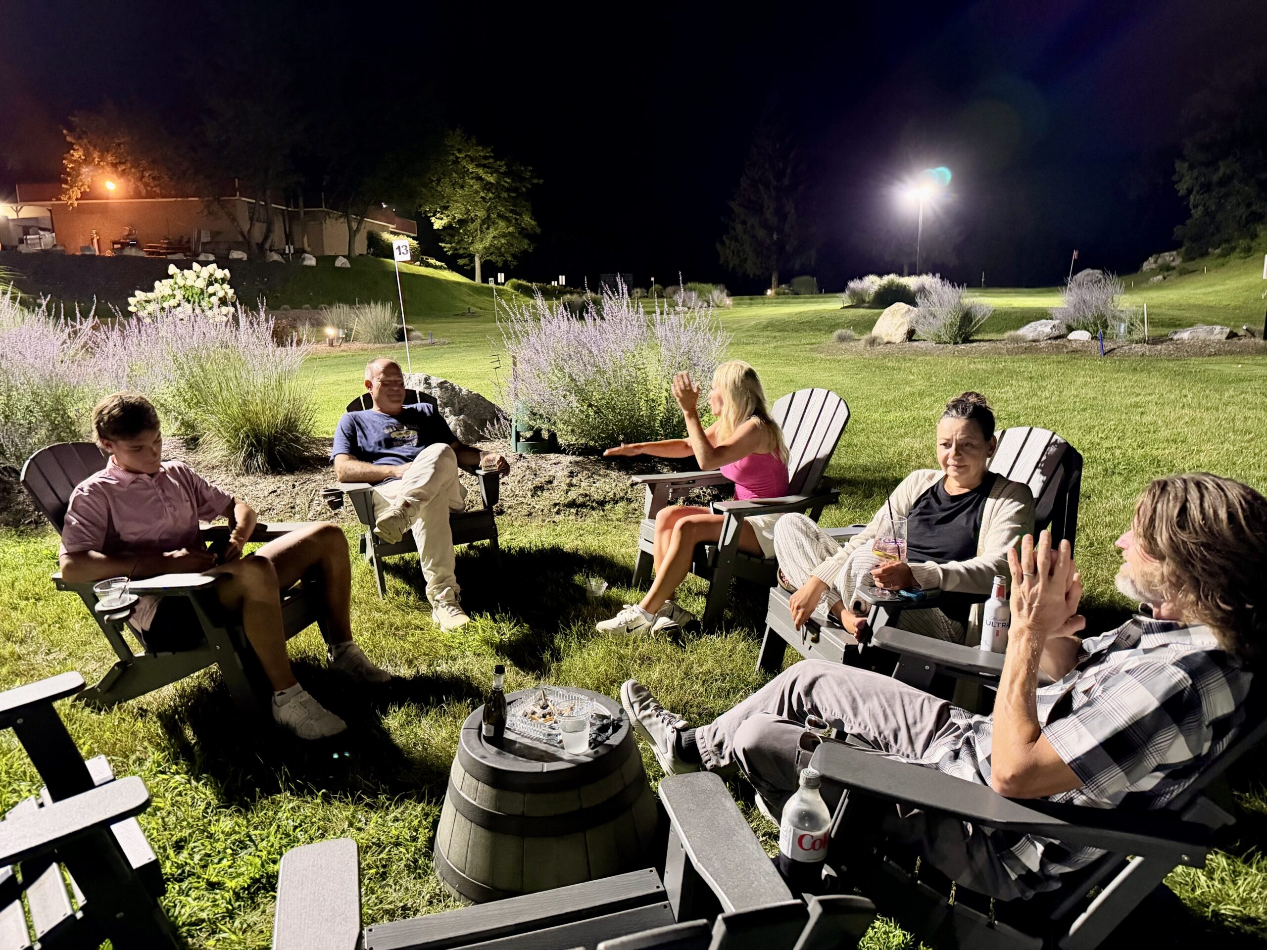 people chilling after a park golf game at 1Club Vernon NJ, fun activities in NJ